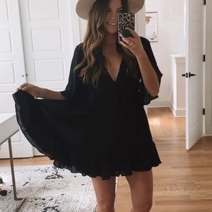 Black Romper V neck Shorts Dress